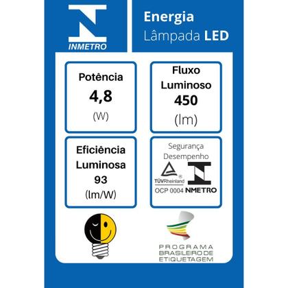 Imagem de Lâmpada LED Bulbo 4,8w Bivolt 6500k A55 Luz Branca Alta Qualidade - Brilia