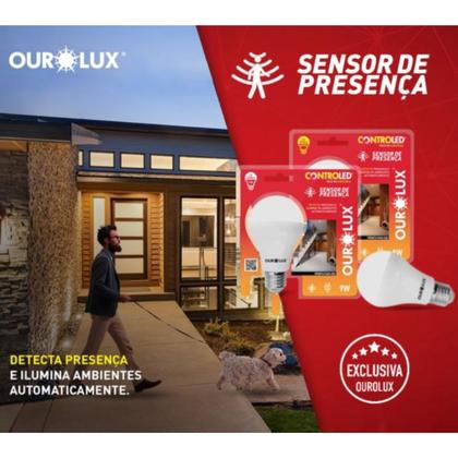 Imagem de Lampada LED Bulbo 9W 6500K Sensor De Presenca ControLED Ourolux