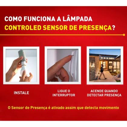 Imagem de Lampada LED Bulbo 9W 6500K Sensor De Presenca ControLED Ourolux