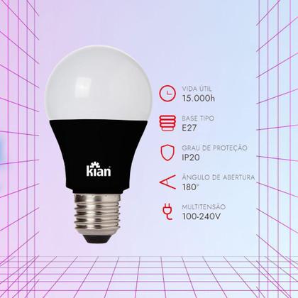 Imagem de Lampada led bulbo a 9w luz negra neon efeito bivolt e27 kian