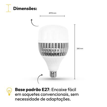 Imagem de Lampada Led Bulbo Hp 150w 200w 300w 6500k Branco Frio 110v 220v Bivolt E27 Alut By Avant