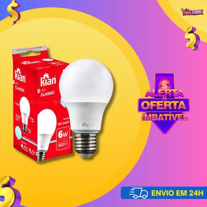 Imagem de Lâmpada Led Bulbo Luz Branca Fria 6W Bivolt 6500K Kian