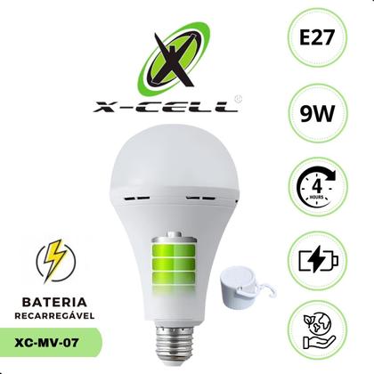 Imagem de Lâmpada Led Bulbo Recarregável 9W Emergência Para Camping Bivolt Potente 3.7v