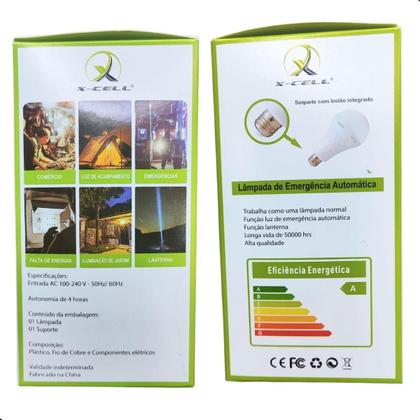 Imagem de Lâmpada Led Bulbo Recarregável 9W Emergência Para Camping Bivolt Potente 3.7v