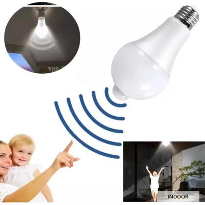 Imagem de Lâmpada Led De Presença E27 Bulbo Luz Fria Bivolt Com Sensor Detecção Automática Durabilidade
