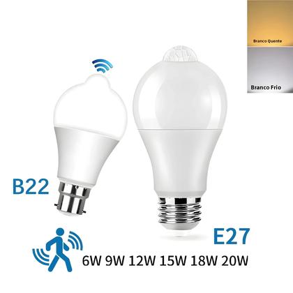 Imagem de Lâmpada LED E27 B22 De 6W-20W Com Sensor De Movimento PIR AC189-265V Luz Noturna Para Iluminação De