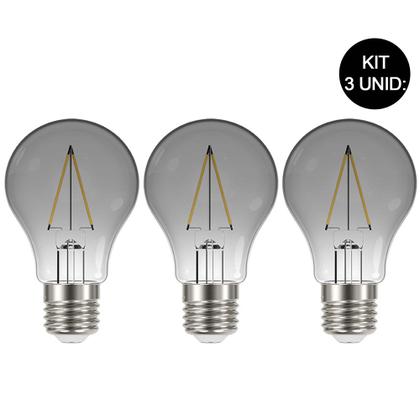 Imagem de Lâmpada Led Fumê 30W Iluminação Decorativa Kit 3 unid. Vintage Branco Quente Retrô Multifilamento Luz Casa Decoração