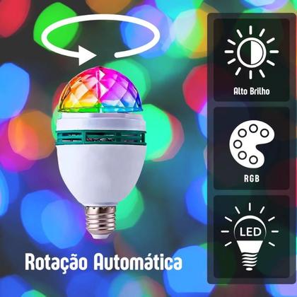 Imagem de Lâmpada Led Globo Colorido Giratório Festa Discoteca Dj