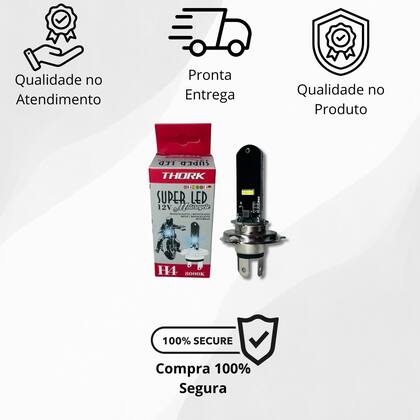 Imagem de Lâmpada Led H4 Thork 8000k Moto NXR Bros ES 2006 2007 2008 2009 2010 2011 2012 2013 2014