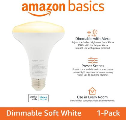 Imagem de Lâmpada LED Inteligente Amazon Basics BR30 9W - 800LM - 2700K