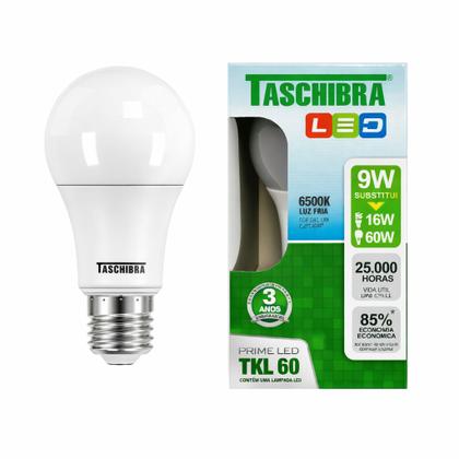 Imagem de Lampada LED kit 10 un 9W Bulbo 6500k para E27 Bivolt Branco Frio Econômica para casa taschibra