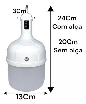Imagem de Lampada Led Lampião Luz Bateria Recarregavel Portatil Emergência Camping Usb 48W