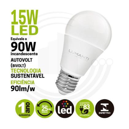 Imagem de Lampada led lumanti bulbo e27 15w 6500k bivolt