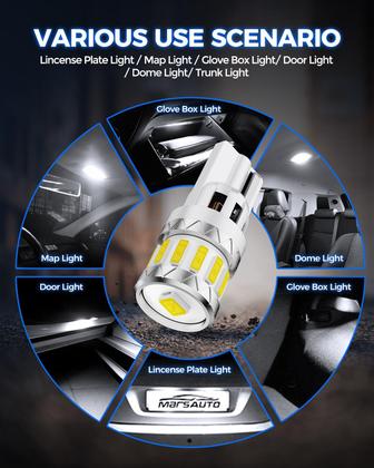 Imagem de Lâmpada LED Marsauto 194 branca 6000K 2835SMD Pacote com 10