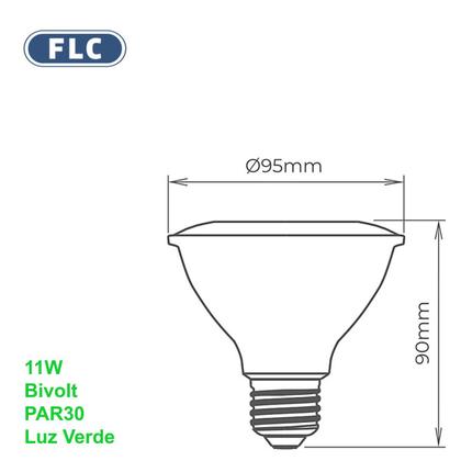 Imagem de Lâmpada Led Par30 11w Bivolt Luz Verde E27 IP65 FLC