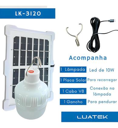 Imagem de Lâmpada Led Placa Solar De Emergência Recarregável Bateria Camping Barraca Acampamento - Luatek
