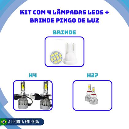 Imagem de Lâmpada Led Prisma 2012 A 2020 Kit H4 H27 V10 - Efeito Xênon