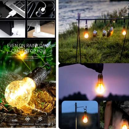 Imagem de Lampada Led Recarregavel USB Camping Casa 3 Modos Luz Quente