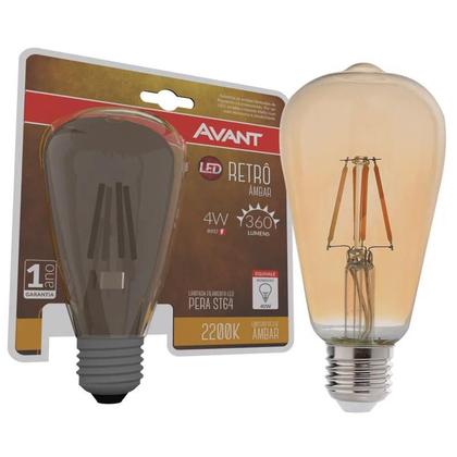 Imagem de Lampada led retro pera st64 e27 amb2200k 4w avant