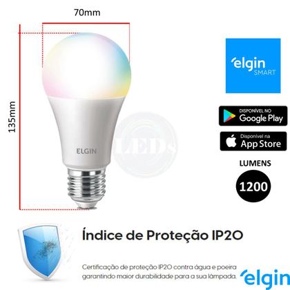 Imagem de Lampada Led Rgb Bulbo 15w Inteligente Smart Wi-fi Elgin