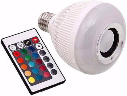 Imagem de Lâmpada Led Rgb Caixa Som Bluetooth Controle Remoto 2 Em 1 Mp3 Luz Multicolor