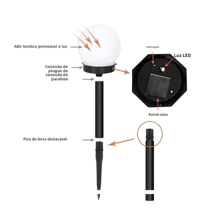 Imagem de Lâmpada LED Solar à Prova d'Água para Jardim - Kit com 1/3/6/9 Peças