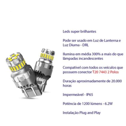 Imagem de Lâmpada LED T20 7443 2W 9-16V 6 SMD 2835 Branca 3x6D Uppertech - 5901