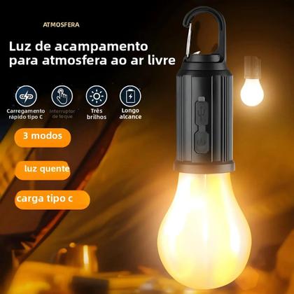 Imagem de Lâmpada Luminária Em Led Recarregável Ideal Para Acampamento, Barraca, Pescaria