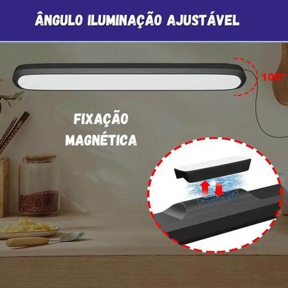 Imagem de Lâmpada Luminária Led Barra Recarregável Magnética Sem Fio Spot Luz Armário Cozinha Escada