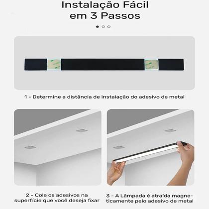 Imagem de Lâmpada Luminária Led Barra Recarregável Magnética Sensor de Presença Sem Fio Spot Luz Armário Cozinha Escada