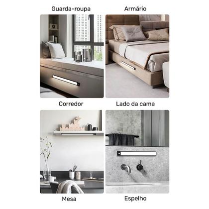 Imagem de Lâmpada Luminária Led Barra Recarregável Magnética Sensor de Presença Sem Fio Spot Luz Armário Cozinha Escada