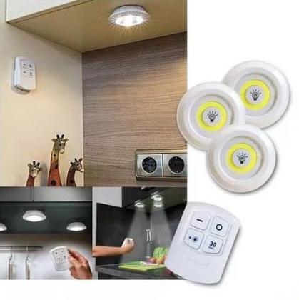 Imagem de Lâmpada luz fria cob Luminária adesiva Led 3 Spot Controle Remoto