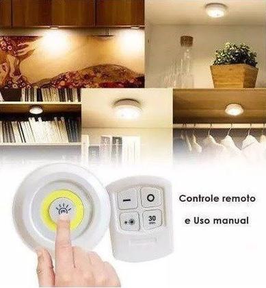 Imagem de Lâmpada luz fria cob Luminária adesiva Led 3 Spot Controle Remoto