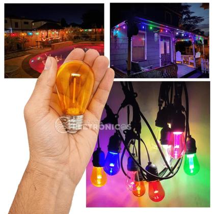 Imagem de Lâmpada Luz Led Retrô De Filamento Bolinhas Decoração 1w S14 110v 61464