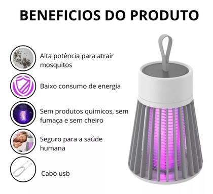 Imagem de Lâmpada Mata Mosquito Led Uv Eletrônico Pernilongo Insetos Repelente Portátil