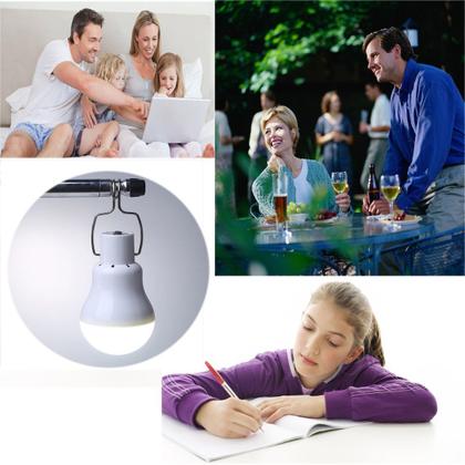 Imagem de Lâmpada movida a energia solar Luzes de lâmpada LED portáteis Painel de energia solar Iluminação LED para barraca de acampamento, pesca noturna, luzes de emergência, flash 350LM (pacote com 1)
