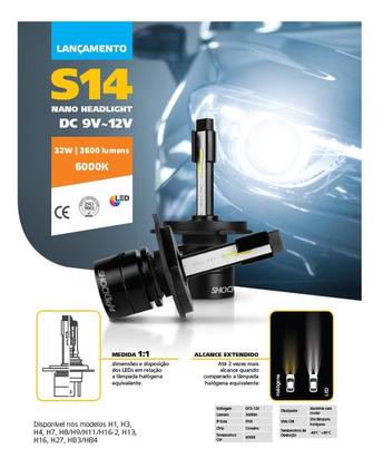 Imagem de Lâmpada Nano Led H4 P/ Moto TL 1000 S 1997/2002  S14M