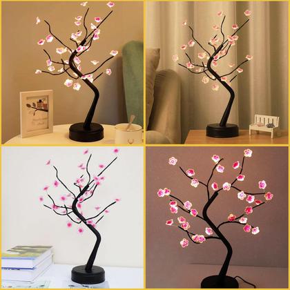 Imagem de Lâmpada OURBAOFU LED Cherry Blossom Tree 51 cm 36 LEDs brancos quentes