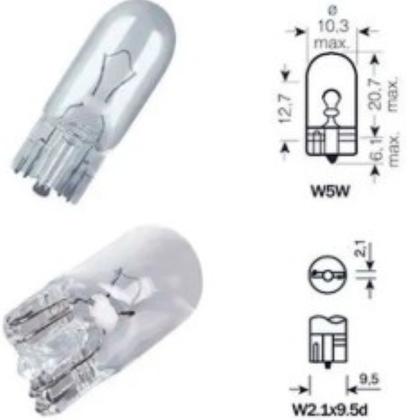 Imagem de Lâmpada Pingão T10 12V  5W HBL Esmagada Kit Com 10 unidades