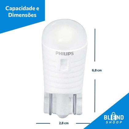 Imagem de Lâmpada Pingo Led T10 Philips Super Branca 6000K Ultinon W5W