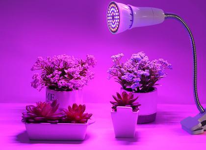 Imagem de Lâmpada Plantas 18W LED Grow Light Com Luz Solar  + Luminária de Mesa 1 Bocal - Cresça Suas Plantinhas