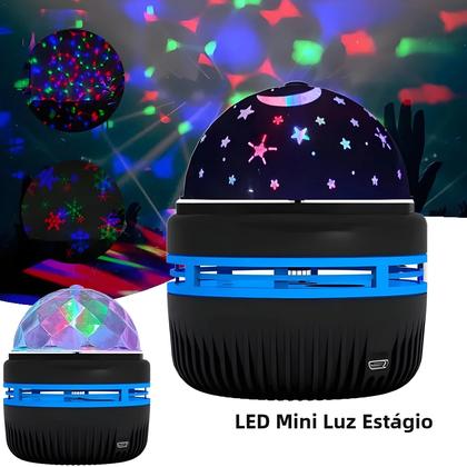 Imagem de Lâmpada Projetor de Estrelas com LED Colorido - Rotativa, USB e Controle Remoto