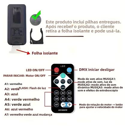 Imagem de Lâmpada Projetor de Estrelas com LED Colorido - Rotativa, USB e Controle Remoto