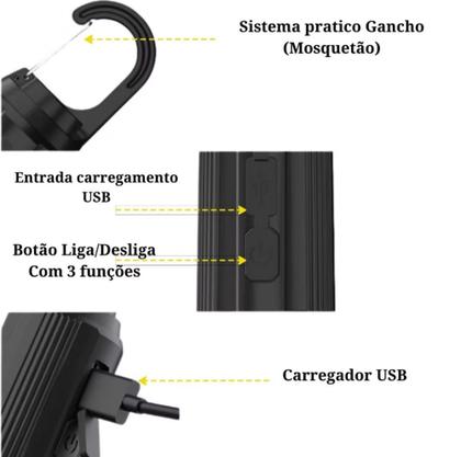 Imagem de Lâmpada Recarregável Para Barraca De Acampamento E Pesca Luz Portátil Usb de Pendurar