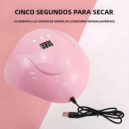 Imagem de Lâmpada Secadora De Gel Para Unhas Rápida Com 18 LEDs, Sensor Automático, 3 Temporizadores, Visor