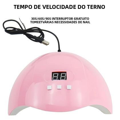 Imagem de Lâmpada Secadora De Gel Para Unhas Rápida Com 18 LEDs, Sensor Automático, 3 Temporizadores, Visor