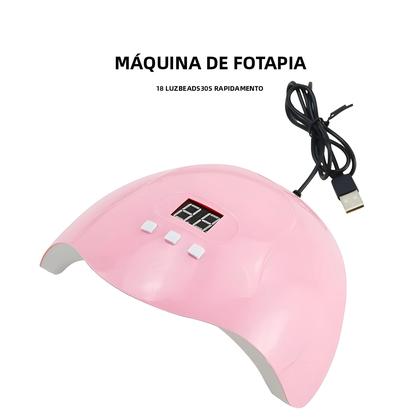 Imagem de Lâmpada Secadora De Gel Para Unhas Rápida Com 18 LEDs, Sensor Automático, 3 Temporizadores, Visor