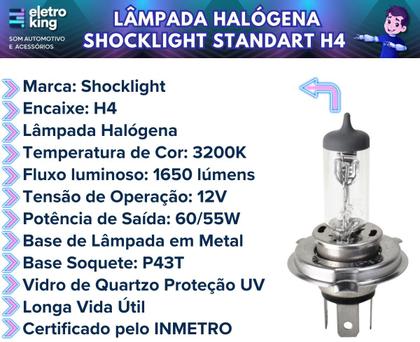 Imagem de Lampada Shocklight Halogena Standart H4 12v 60w 55w P43t