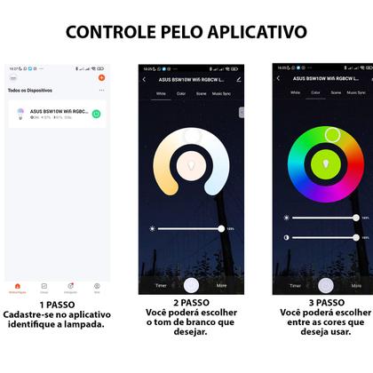 Imagem de Lampada Smart Led Inteligente App Celular wifi 10W RGB Ajustavel Iluminaçao Dimerizaçao Decoraçao Casa Quato Sala