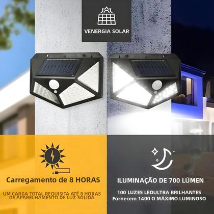 Imagem de Lâmpada Solar De Parede Externa À Prova d'Água Com Sensor De Movimento 100 LED Para Jardim, Pátio E